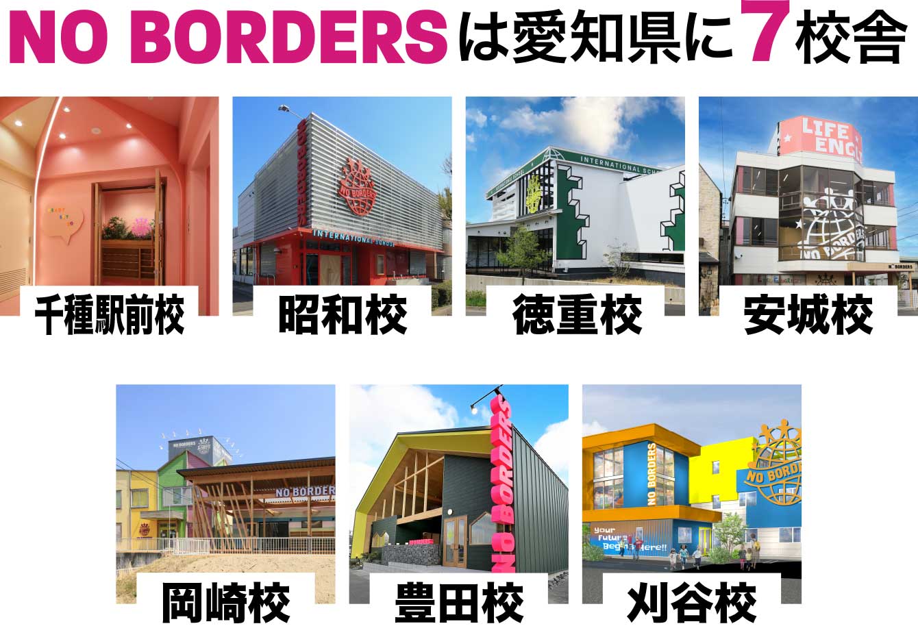 NO BORDERSは愛知県に7校舎